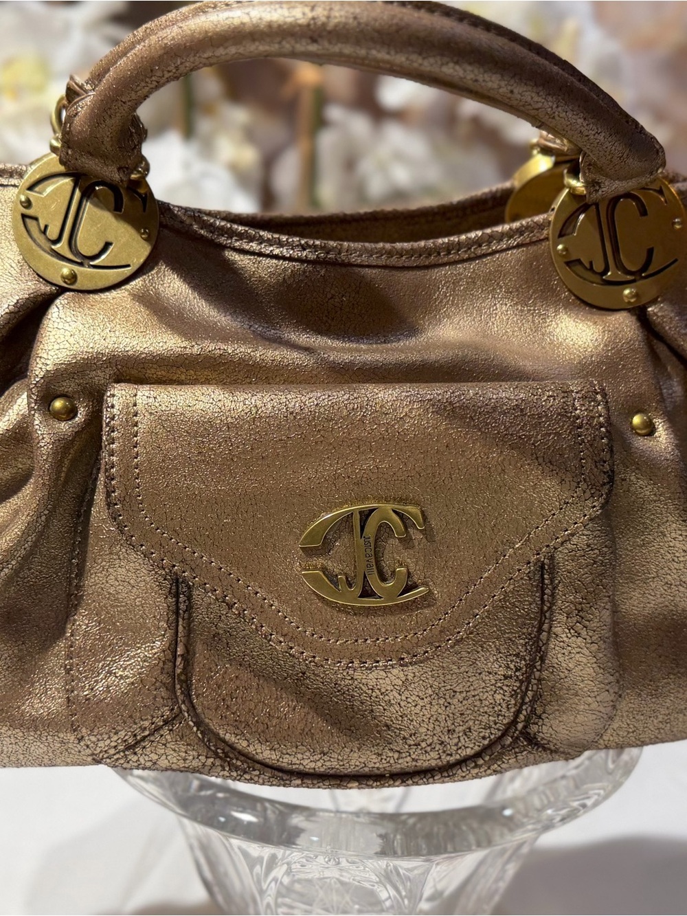 Just Cavalli Metallic Bronze Shoulder Bag - Picture 5 of 14